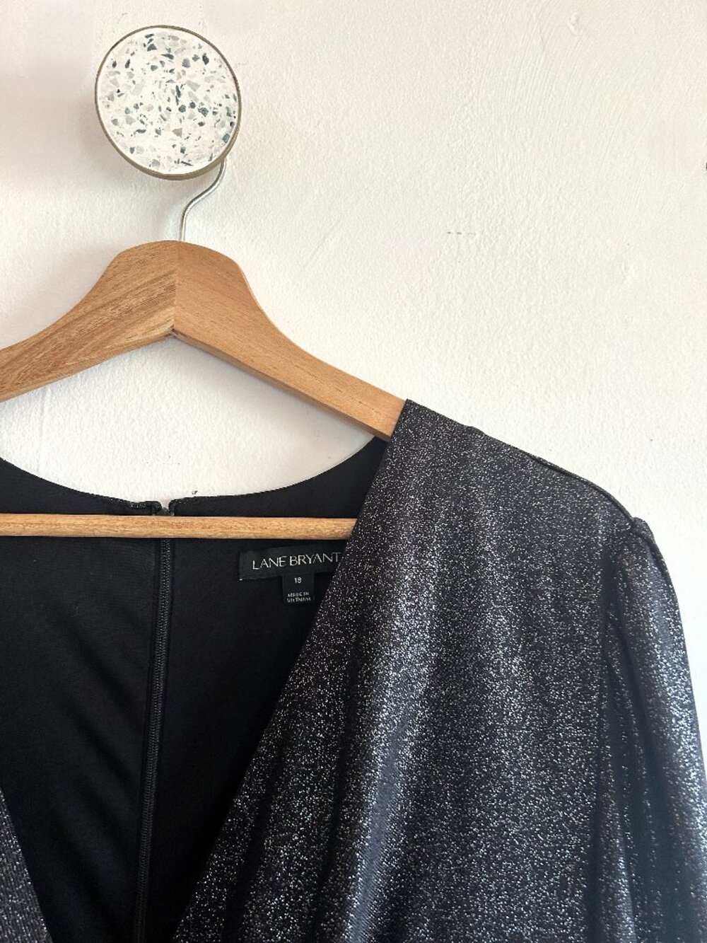 Lane Bryant Black Shimmer Faux Wrap Cocktail Dress 18W